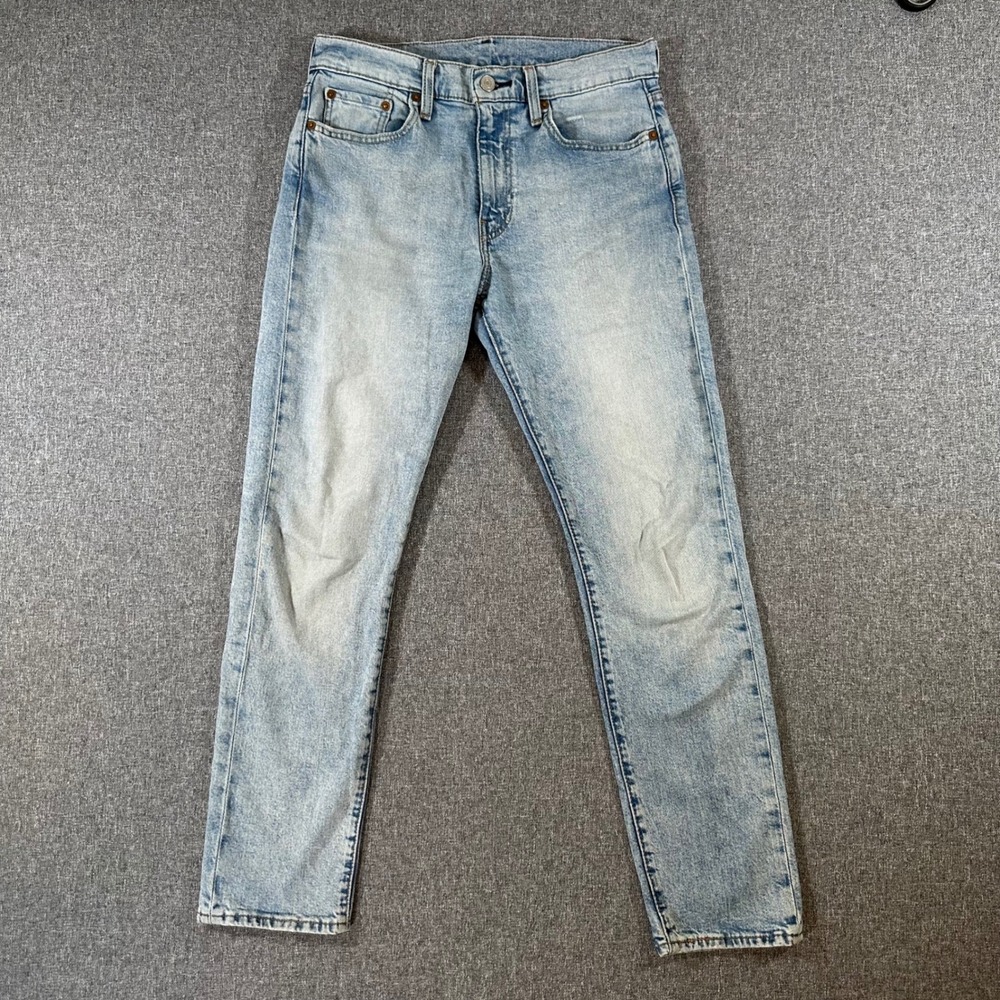 Levis 502 Taper Fit Jeans Mens 30x30 Light Wash Blue Stretch Denim Pants 29507